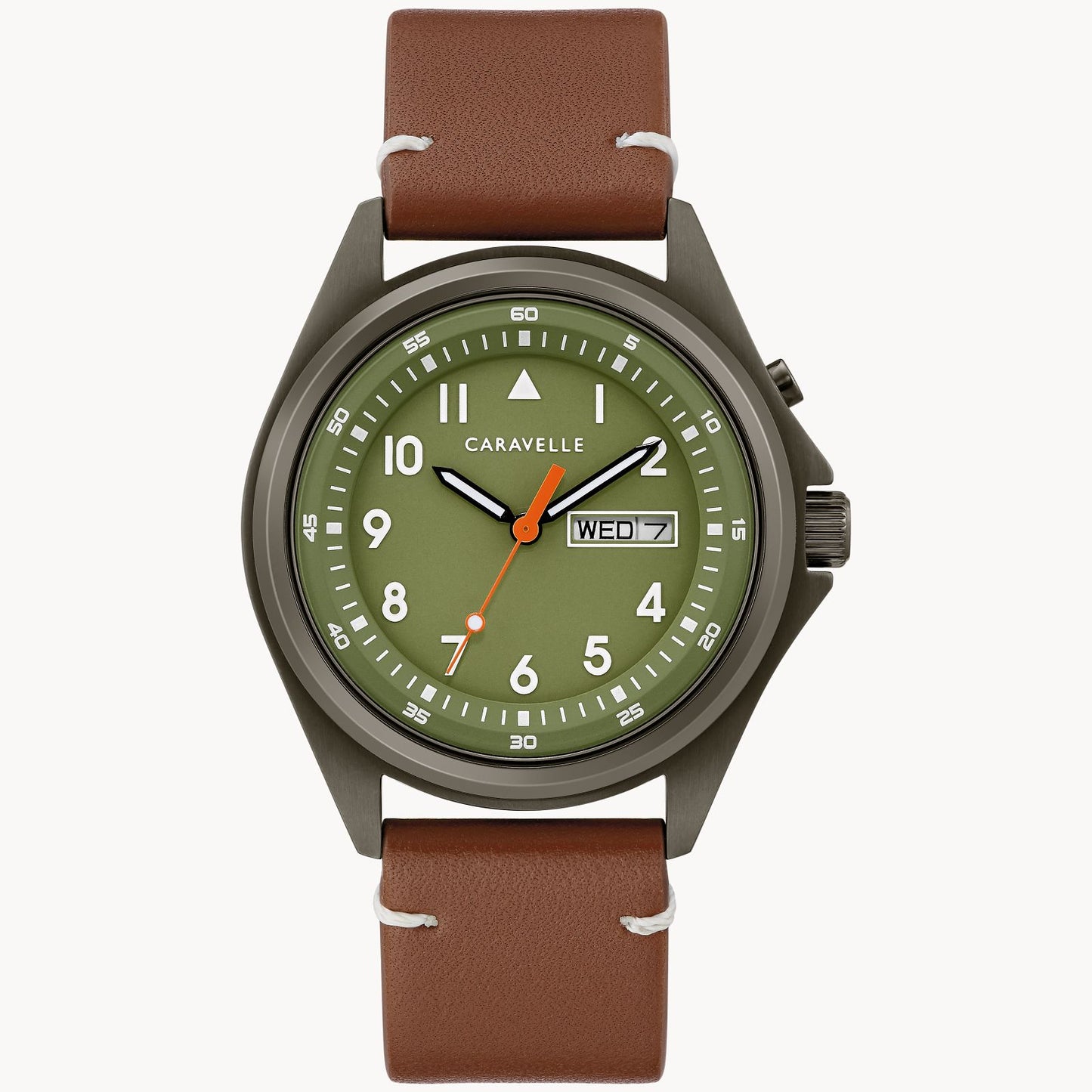 Caravelle Green Dial Leather Strap Classic Watch