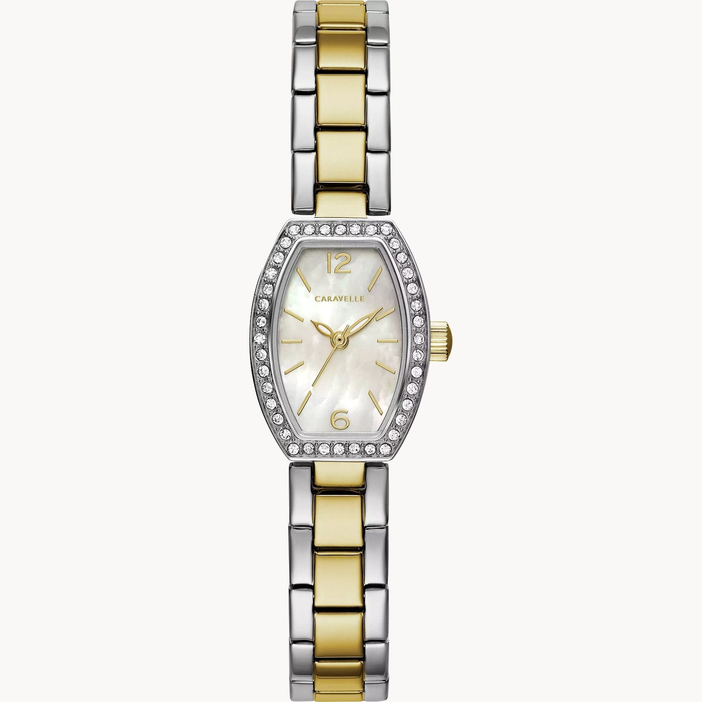 Caravelle Womens Crystal Barrel Dress Watch