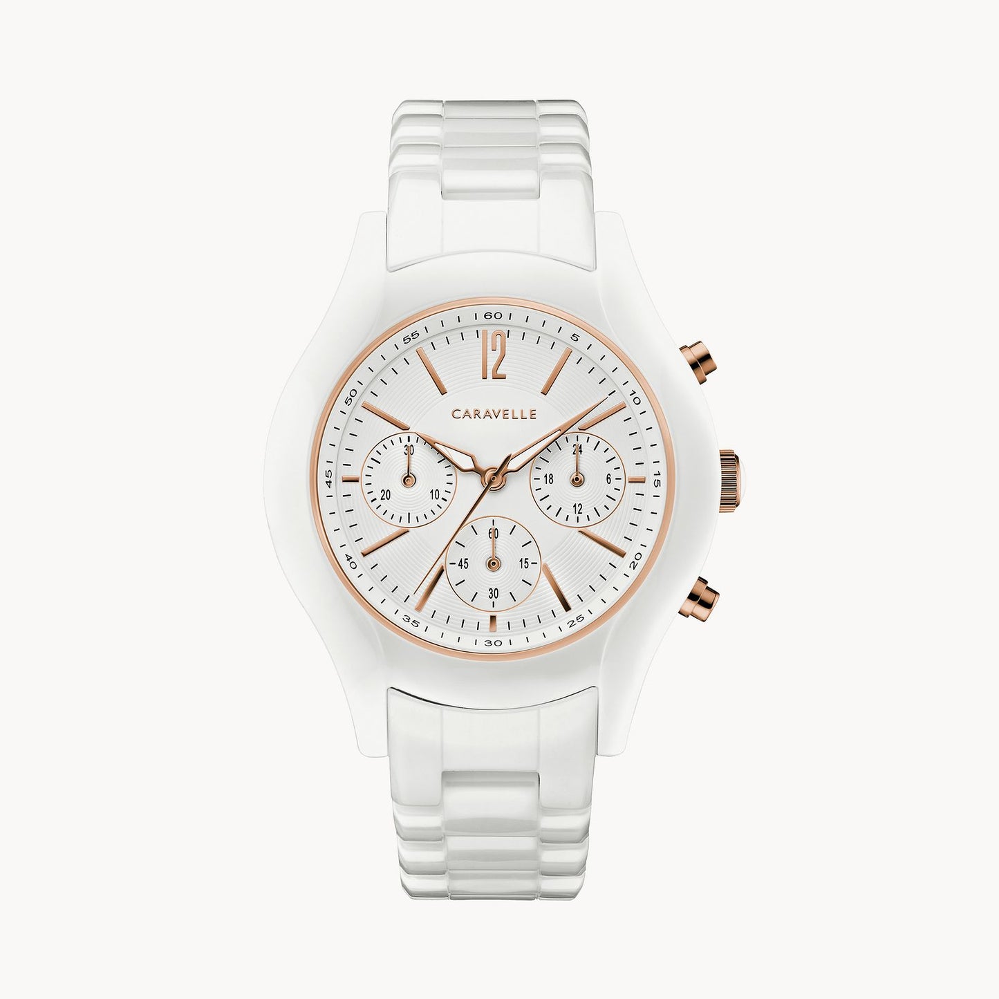 Caravelle White Dial Ceramic Bracelet Sport Watch