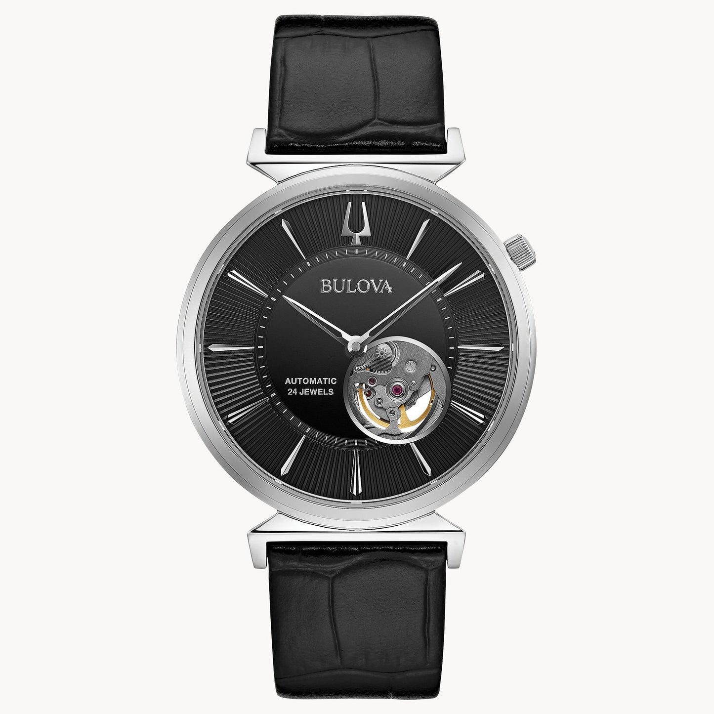 Bulova Black Dial Leather Strap Regatta