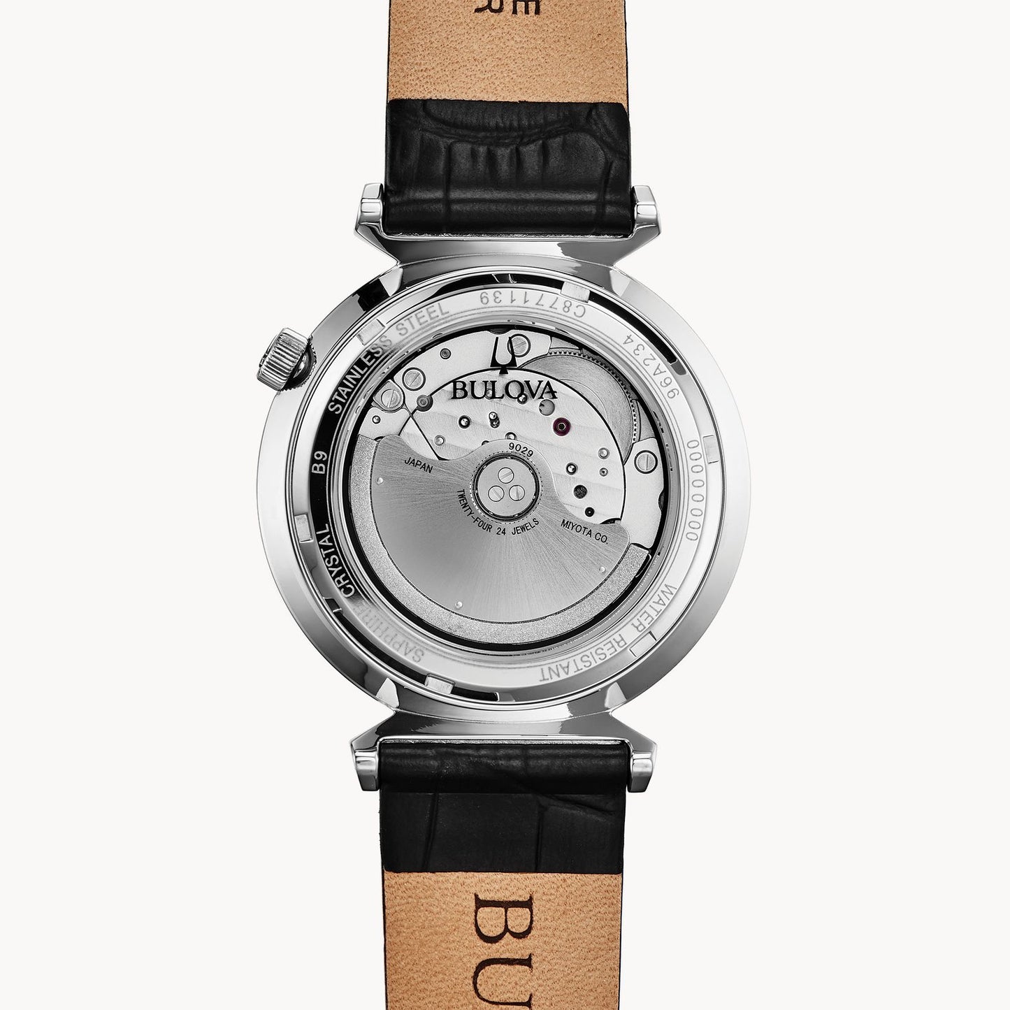 Bulova Black Dial Leather Strap Regatta