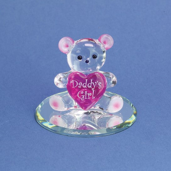 Glass Baron Handcrafted Daddys Girl Bear Glass Figurine