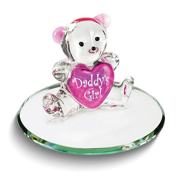 Glass Baron Handcrafted Daddys Girl Bear Glass Figurine